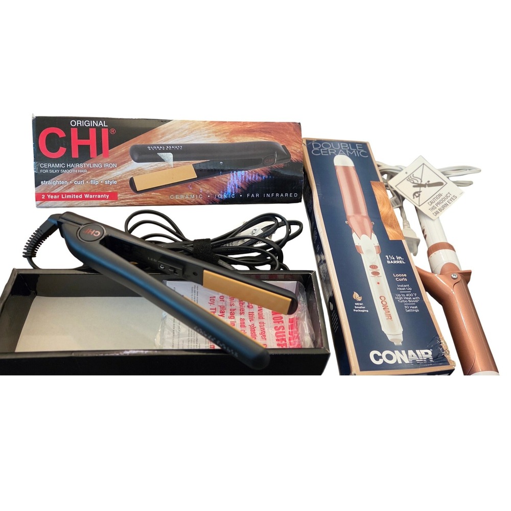 CHI & Conair Hair Tools Bundle Women OS Black/Rose Gold Excellent Ceramic Irons